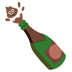 pile of poo and bottle with popping cork