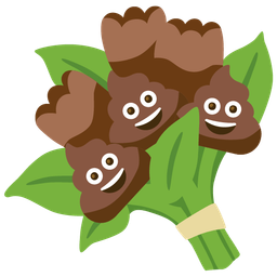 pile of poo and bouquet