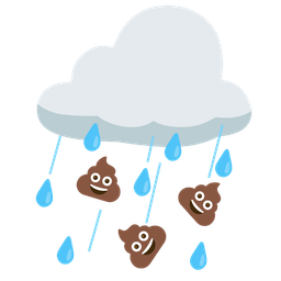 pile of poo and cloud with rain