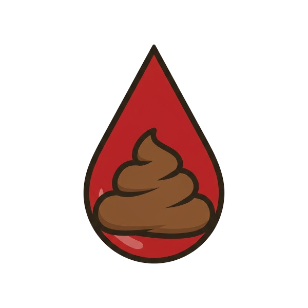 Pile of poo and Drop of blood