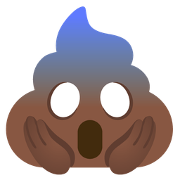 pile of poo and face screaming in fear