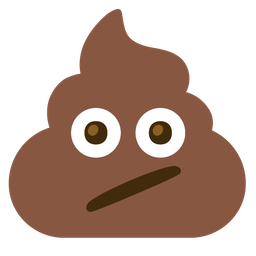 pile of poo and face with diagonal mouth