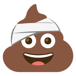 pile of poo and face with head-bandage