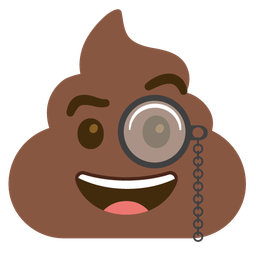 pile of poo and face with monocle