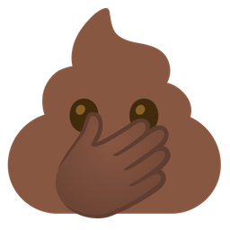 pile of poo and face with open eyes and hand over mouth