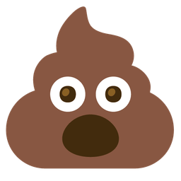 pile of poo and face with open mouth