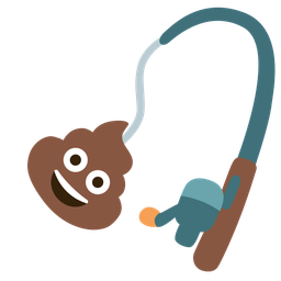 pile of poo and fishing pole