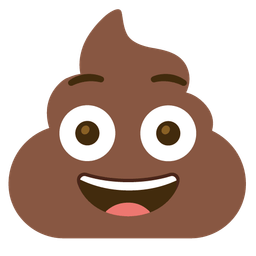 pile of poo and flushed face