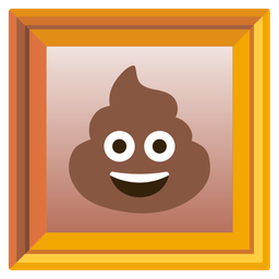 pile of poo and framed picture