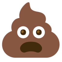 pile of poo and frowning face with open mouth