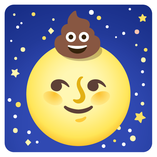Pile of poo and Full moon face
