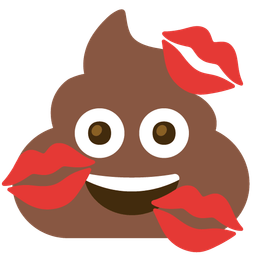 pile of poo and kiss mark