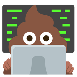 pile of poo and laptop