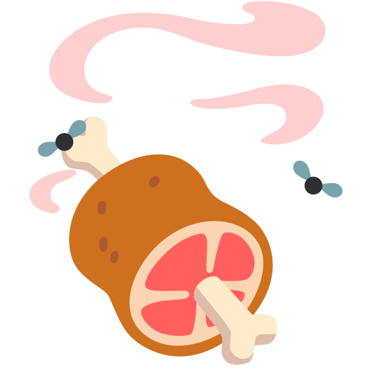 Pile of poo and Meat on bone