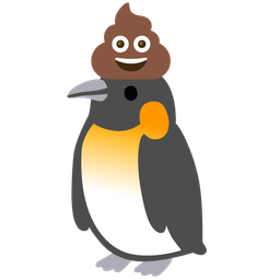 pile of poo and penguin