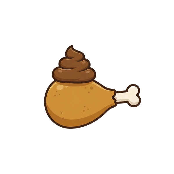 Pile of poo and Poultry leg