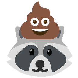 pile of poo and raccoon