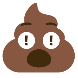 pile of poo and red exclamation mark