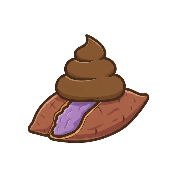 Pile of poo and Roasted sweet potato