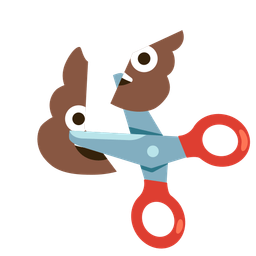 pile of poo and scissors