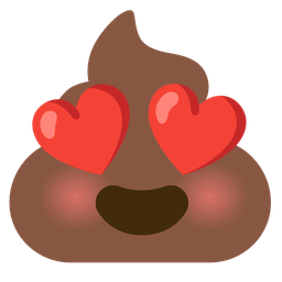 Pile of poo and Smiling face with heart-eyes