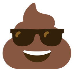 pile of poo and smiling face with sunglasses