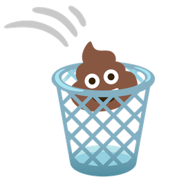 pile of poo and wastebasket