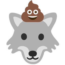 pile of poo and wolf