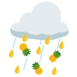 pineapple and cloud with rain