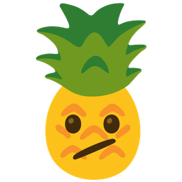 pineapple and face with diagonal mouth