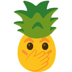 pineapple and face with open eyes and hand over mouth
