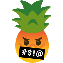 pineapple and face with symbols on mouth
