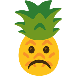 pineapple and frowning face
