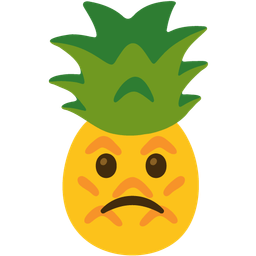 pineapple and slightly frowning face