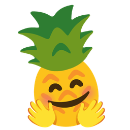 Pineapple and Smiling face with open hands