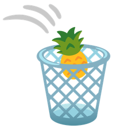 pineapple and wastebasket