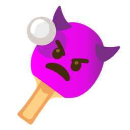 ping pong and angry face with horns