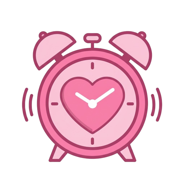 Pink heart and Alarm clock