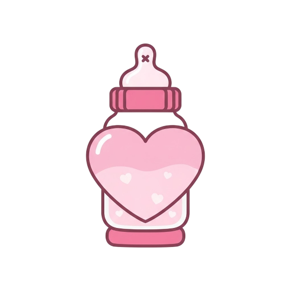 Pink heart and Baby bottle
