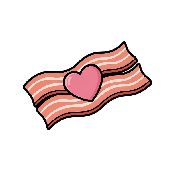 Pink heart and Bacon