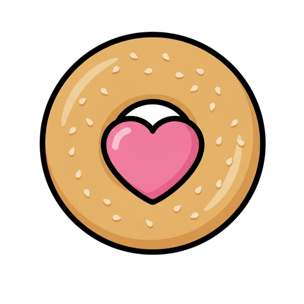 Pink heart and Bagel