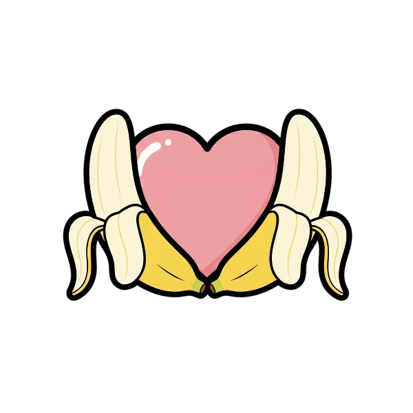 Pink heart and Banana