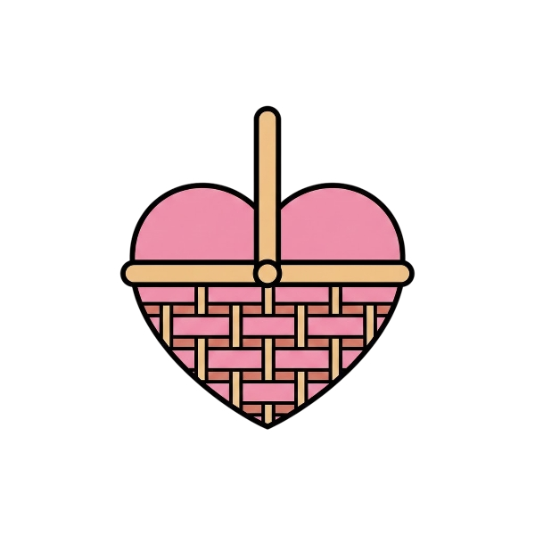 Pink heart and Basket