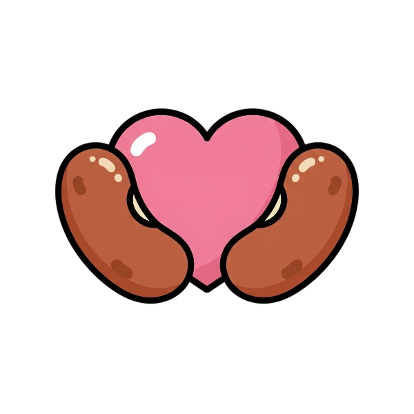 Pink heart and Beans