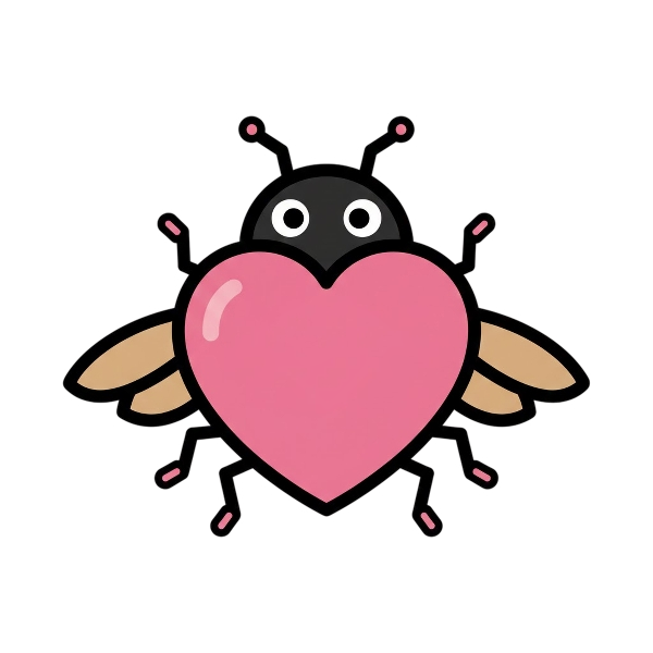 Pink heart and Beetle