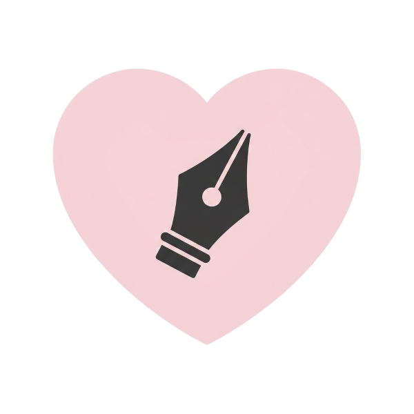 Pink heart and Black nib
