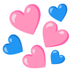 pink heart and blue heart