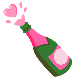 pink heart and bottle with popping cork