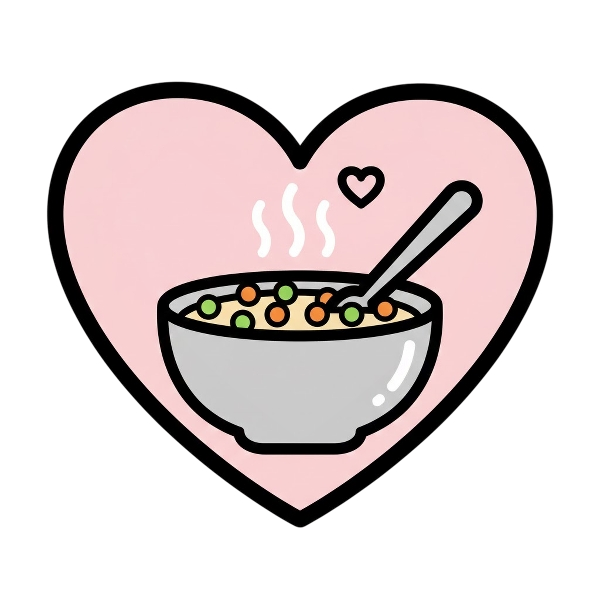 Pink heart and Bowl with spoon