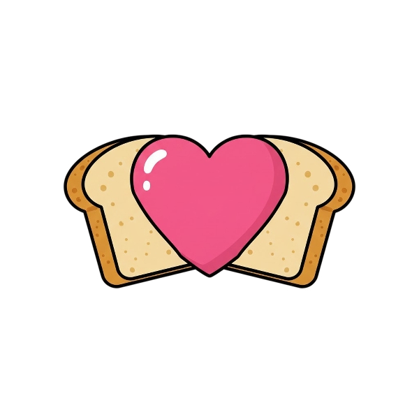 Pink heart and Bread